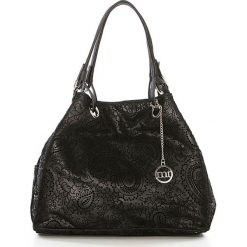 Shopper bag damskie: Skórzana torebka w kolorze czarnym – 42 x 38 x 17 cm