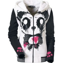 Bluzy damskie: Killer Panda Mase Hood Bluza z kapturem rozpinana damska biały/czarny