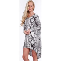 Szara sukienka w motywy zwierzęce oversize 1968. Szare sukienki damskie Fasardi, s, bez wzorów, bez kołnierzyka, bez rękawów, oversize. Za 79,00 zł.
