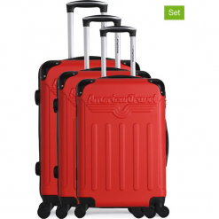 Walizki (3 szt.) "Harlem A" w kolorze czerwonym. Czerwone walizki American Travel, z materiału. W wyprzedaży za 434,95 zł.