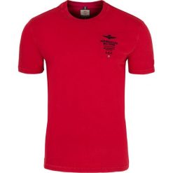 T- shirt Aeronautica Militare. Czerwone koszulki męskie m, bez wzorów, z włoskim kołnierzykiem. Za 299,00 zł.
