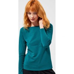 Bluzka typu basic. Zielone bluzki damskie Moodo, xl, bez wzorów, z elastanu, bez kołnierzyka, z długim rękawem. Za 29,99 zł.