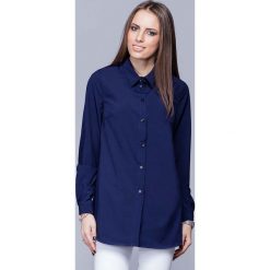 Bielizna damska: Granatowa Elegancka Koszula o Wydłużonym Kroju