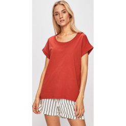 Vila - T-shirt. Pomarańczowe bluzki damskie Vila, s, bez wzorów, z bawełny, z okrągłym kołnierzem. W wyprzedaży za 49,90 zł.