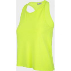 Top damski TSD610 - soczysta zieleń neon - Outhorn. Żółte koszulki damskie Outhorn, bez wzorów, bez kołnierzyka, bez rękawów. Za 29,99 zł.