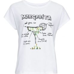 T-shirty damskie: T-shirt z cekinami bonprix biały z nadrukiem