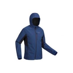 Kurtka Softshell trekkingowa | TREK 500 WINDWARM męska. Niebieskie kurtki męskie QUECHUA, xl, bez wzorów, z elastanu, bez kaptura, trekkingowe. Za 199,99 zł.