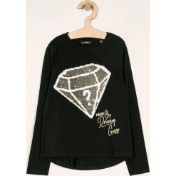 Guess Jeans - Longsleeve dziecięcy 118-157 cm. Czarne bluzki dziewczęce Guess Jeans, z aplikacjami, z elastanu, z okrągłym kołnierzem, z długim rękawem, długie, bez kaptura. W wyprzedaży za 99,90 zł.
