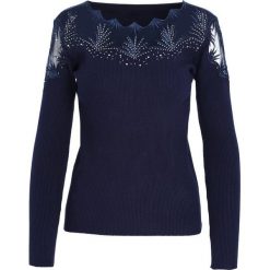 Granatowy Sweter Do Not Wait. Niebieskie swetry klasyczne damskie Born2be, l, z dzianiny. Za 79,99 zł.