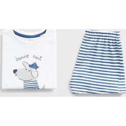 Mango Kids - Piżama dziecięca Nuit 86-80 cm. Białe piżamy chłopięce Mango Kids, z nadrukiem, z bawełny, z krótkim rękawem. Za 59,90 zł.