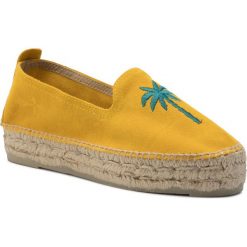 Espadryle MANEBI - Slippers D F 5.0 D0 Yellow/ Palm. Żółte espadryle damskie Manebi, bez wzorów, ze skóry, bez obcasa, na płaskiej podeszwie, bez zapięcia. W wyprzedaży za 359,00 zł.