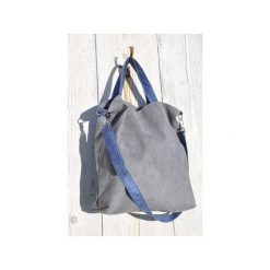 Torba hobo XXL - szary, niebieski. Szare torebki klasyczne damskie Pracownia 166, w paski, z syntetyku, bez dodatków. Za 148,72 zł.