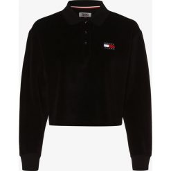 Tommy Jeans - Damska koszulka polo, czarny. Czarne koszulki damskie Tommy Jeans, xs, bez wzorów, z jeansu, retro, polo, bez rękawów. Za 359,95 zł.