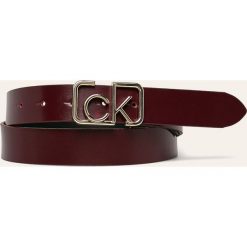 Calvin Klein - Pasek skórzany. Pomarańczowe paski damskie Calvin Klein, w paski, ze skóry. W wyprzedaży za 179,90 zł.