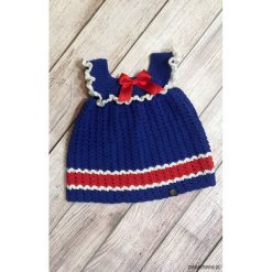 Śliczna granatowa sukieneczka. Czerwone sukienki niemowlęce Pakamera, bez wzorów, z bawełny, bez rękawów. Za 109,00 zł.