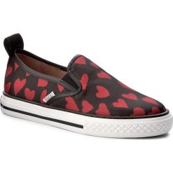 Tenisówki RED VALENTINO - NQ2S0895 St.Cuori C1N. Czarne półbuty damskie Red Valentino, bez wzorów, ze skóry, bez obcasa, na płaskiej podeszwie, bez zapięcia. W wyprzedaży za 549,00 zł.