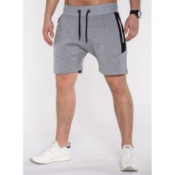Krótkie spodenki męskie dresowe P514 - szare. Szare spodenki i szorty męskie Ombre Clothing, s, bez wzorów, z bawełny, krótkie. Za 29,00 zł.