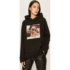 Answear - Bluza. Czarne bluzy damskie ANSWEAR, s, z nadrukiem, z bawełny, bez rękawów, z kapturem. Za 119,90 zł.