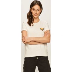 Vans - T-shirt. Białe bluzki damskie Vans, s, z nadrukiem, z bawełny, z okrągłym kołnierzem. Za 129,90 zł.
