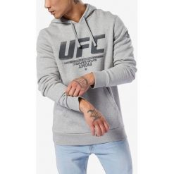 Reebok UFC Bluza Szary. Szare bluzy męskie Reebok, l, z haftami, z bawełny, bez kołnierzyka, bez rękawów, bez kaptura. Za 204,95 zł.