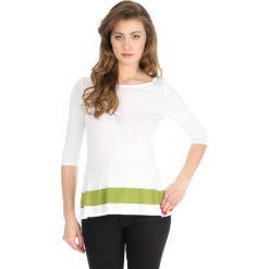 Sweter w kolorze białym. Zielone swetry damskie Deni Cler, bez wzorów, z denimu, bez rękawów, bez kaptura. W wyprzedaży za 204,95 zł.