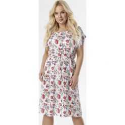 Biała Sukienka Leucogina. Białe sukienki damskie Born2be, xl, bez wzorów, bez kołnierzyka, bez rękawów, midi. W wyprzedaży za 64,99 zł.