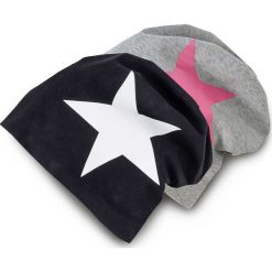 Czapka "Beanie" z dżerseju (2 szt.) bonprix czarno-biały + szaro-różowy Gwiazda. Czarne czapki męskie marki bonprix, z nadrukiem, z materiału. Za 45,98 zł.