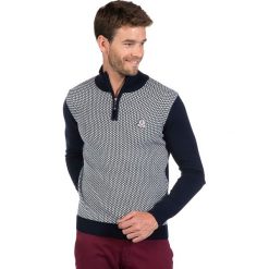 Golfy męskie: Sweter w kolorze granatowo-szarym