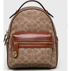 Coach - Plecak skórzany. Pomarańczowe plecaki damskie Coach, z nadrukiem, ze skóry. Za 1499,00 zł.