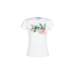 T-shirty z krótkim rękawem Guess CN JUNGLE. Białe t-shirty damskie marki Guess, s, z aplikacjami, bez kołnierzyka. Za 159,00 zł.