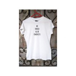 We Should All Be Feminists t-shirt. Białe t-shirty damskie Funfara, s, bez wzorów, z bawełny, bez kołnierzyka. Za 89,00 zł.