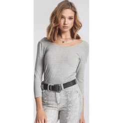 Szara Bluzka Blunder. Szare bluzki damskie marki other, xl, bez wzorów, z dzianiny, z okrągłym kołnierzem, z długim rękawem. Za 39,99 zł.