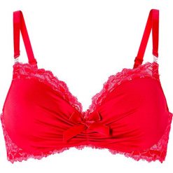 Biustonosz usztywniany bonprix czerwony. Czerwone biustonosze bardotka bonprix, w koronkowe wzory, z koronki. Za 54,99 zł.