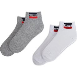 Zestaw 2 par wysokich skarpet unisex LEVI'S - 993030001 Biały Szary. Szare skarpetki damskie Levi's®, bez wzorów, z elastanu. Za 39,99 zł.