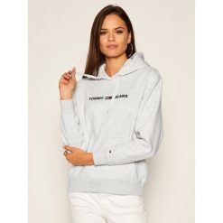 Bluza Tommy Jeans Linear Logo DW0DW08972. Szare bluzy damskie Tommy Jeans, xs, bez wzorów, z jeansu, bez rękawów, bez kaptura. Za 399,00 zł.