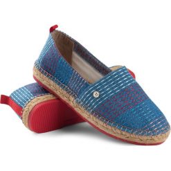 Espadryle Trussardi Jeans. Niebieskie espadryle damskie Trussardi Jeans, bez wzorów, z jeansu, bez obcasa. Za 379,00 zł.