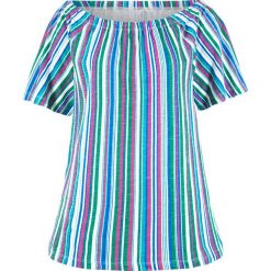 Shirt z krótkim rękawem w paski bonprix zielony miętowy - lazurowy w paski. Zielone koszulki damskie bonprix, w paski, bez kołnierzyka, z krótkim rękawem. Za 37,99 zł.