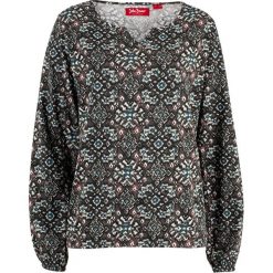 Shirt z nadrukiem, długi rękaw bonprix czarno-biały. Czarne koszulki damskie bonprix, z nadrukiem, z okrągłym kołnierzem, z długim rękawem. Za 49,99 zł.