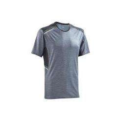 Koszulka do biegania krótki rękaw RUN DRY+ N męska. Szare koszulki męskie KALENJI, s, bez wzorów, z elastanu, bez kołnierzyka, z krótkim rękawem, krótkie. Za 49,99 zł.