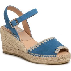 Espadryle KANNA - KV20000 Ante Azulon. Niebieskie espadryle damskie Kanna, bez wzorów, ze skóry, bez obcasa, na obcasie. Za 399,00 zł.