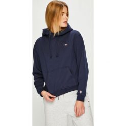 Tommy Jeans - Bluza. Niebieskie bluzy damskie Tommy Jeans, s, bez wzorów, z bawełny, bez rękawów, z kapturem. Za 359,90 zł.