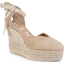 Espadryle MANEBI - Heart Shape Wedges M 1.1 WH Champagne Beige. Brązowe espadryle damskie Manebi, bez wzorów, ze skóry, bez obcasa, na obcasie. Za 669,00 zł.