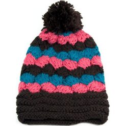 Czapki damskie: Art of Polo Czapka damska kolorowa i wielki pompon czarno różowa