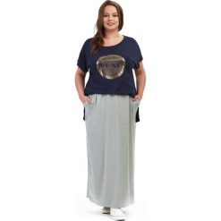Szara dzianinowa spódnica Eva XXL OVERSIZE LATO. Szare spódniczki damskie Moda Size Plus Iwanek, na co dzień, na lato, s, bez wzorów, z elastanu, maxi, oversize. Za 109,00 zł.