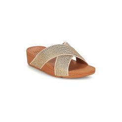 Klapki FitFlop CRYSTAL II SLIDE SANDALS. Żółte klapki damskie marki FitFlop, bez wzorów, bez obcasa. Za 439,20 zł.