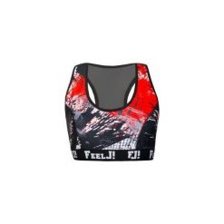 Topy sportowe damskie: Feelj Top Push-up Tattoo czarno-czerwony r. M