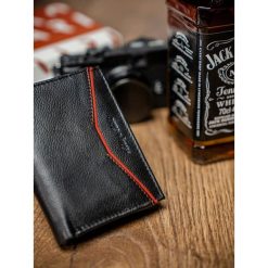Portfel męski skórzany Always Wild N4-SHP czarny - CZARNY Z CZERWONYM. Czerwone portfele męskie ALWAYS WILD, bez wzorów, ze skóry. Za 34,99 zł.