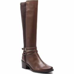 Kozaki CAPRICE - 9-25514-21 Dk Brown Nappa 337. Brązowe buty zimowe damskie Caprice, z materiału, na obcasie. W wyprzedaży za 339,00 zł.