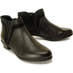 RIEKER Y07B2-02 black, botki damskie. Czarne botki damskie Rieker, z gumy, bez obcasa, na obcasie, na zamek. Za 279,90 zł.