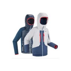 Kurtka narciarska freeride 900 JR 3 w 1. Szare kurtki męskie WED'ZE, s, bez wzorów, z elastanu, młodzieżowe, bez kaptura. Za 399,99 zł.